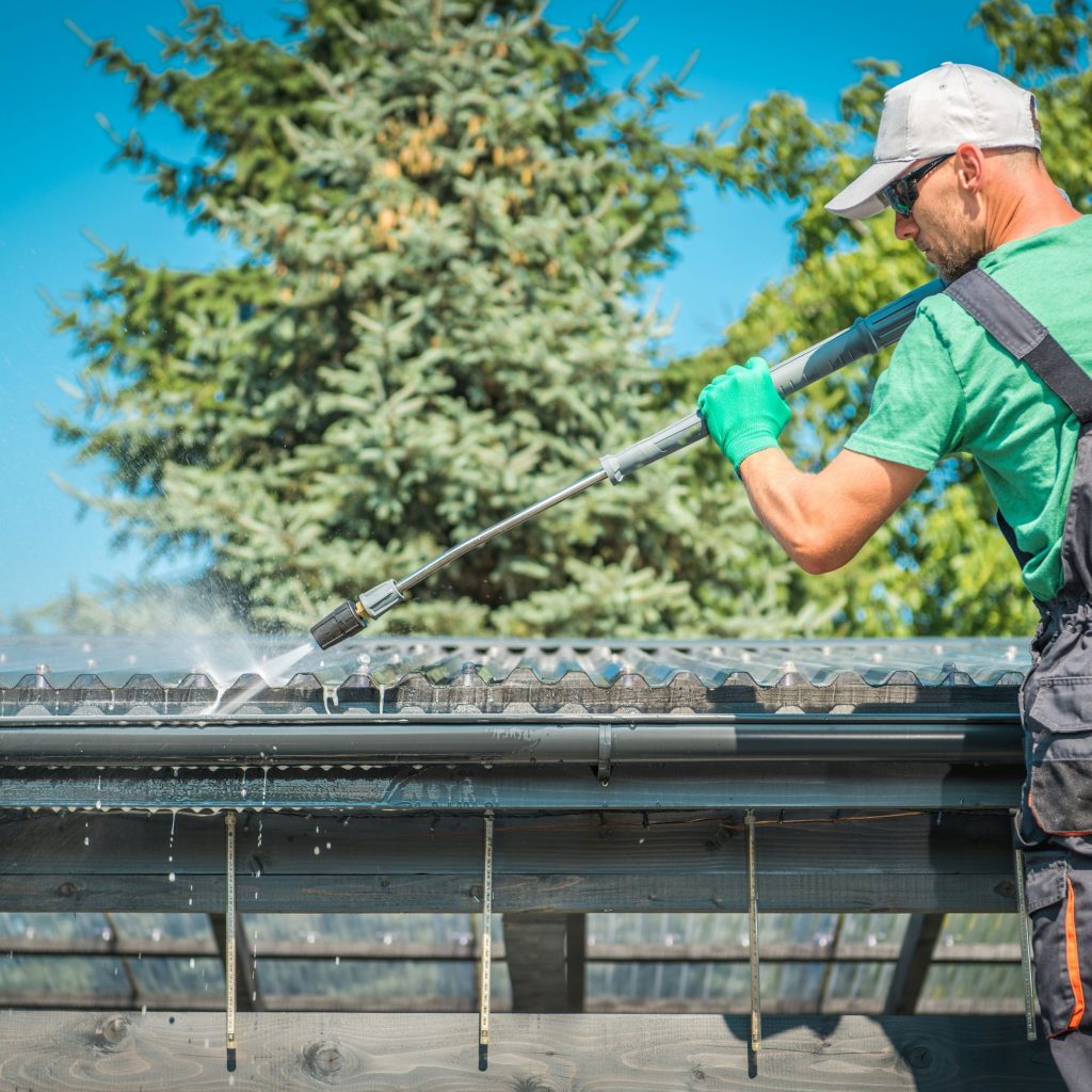 Clean the fibreglass roof